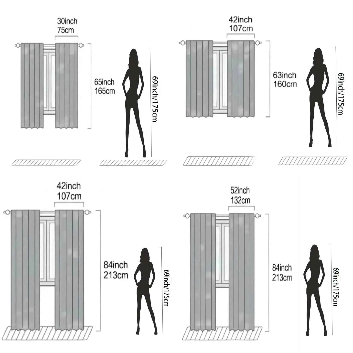 Elegant Red Curtains - Modern Geometric Pole Pocket Drapes for Bedroom & Living Room, 2 Panels