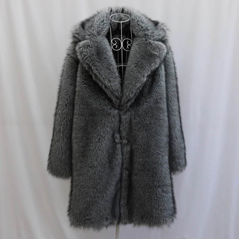 Men's Faux Fur Long Coat - Winter Trench Coat Plus Size