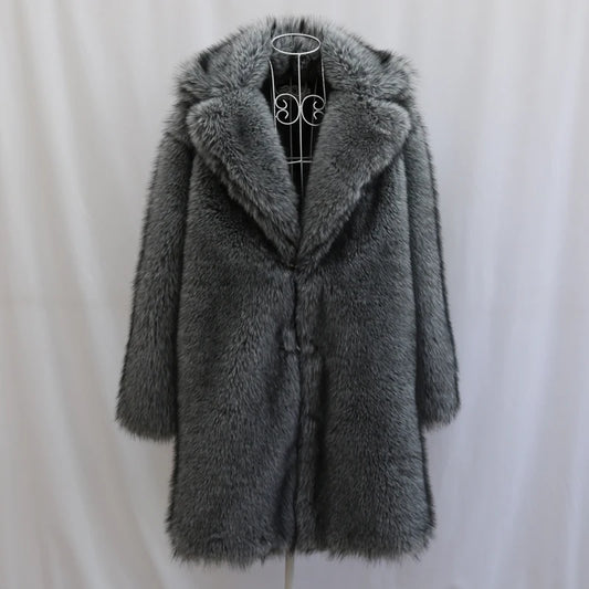Men's Faux Fur Long Coat - Winter Trench Coat Plus Size