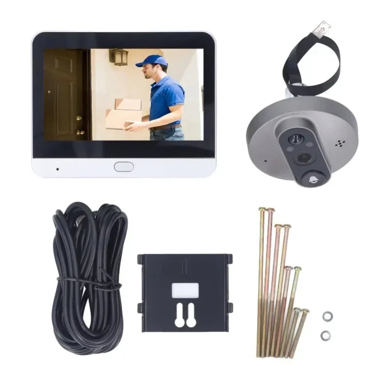 3MP WiFi Peephole Door Camera with 4.3 Inch Screen, Night Vision & PIR Detection