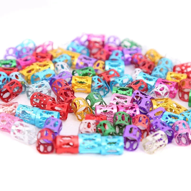 100/500pcs Gold Silver Dreadlock Hair Rings Adjustable Cuff Clip Hair Braids Dirty Braids Beads Hairpin Jewelry Hair Accessories - Shello's Creative Boutique