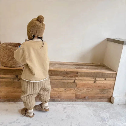 Winter Cotton-Padded Kids Harem Trousers – Unisex Full-Length Thermal Pants (Ages 2–7) - Shello's Creative Boutique