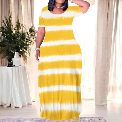 Plus Size Tie Dye Maxi Dress - Summer Party Floor-Length Dress - Shello's Creative Boutique