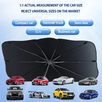 Foldable Car Windshield Sun Shade — Portable Sunscreen Parasol for Front Window