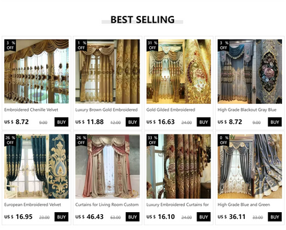 European Luxury Villa Curtains - French Velvet Embroidered Drapes - Shello's Creative Boutique