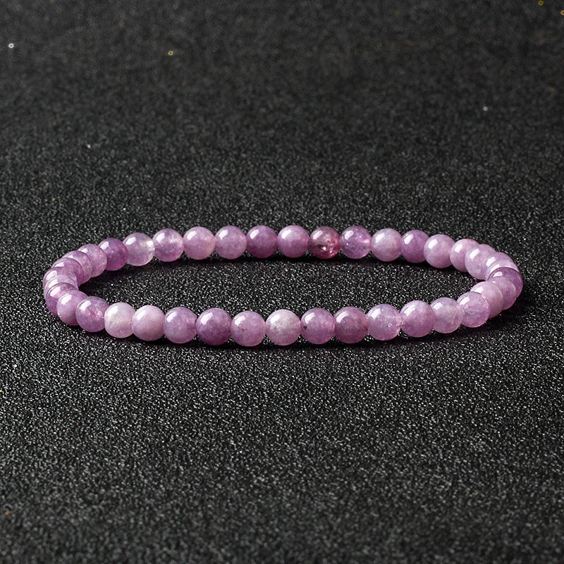 4mm Natural Stone Agate & Lava Stretch Bracelet – Handmade Tiny Bead Bangle for Men & Women