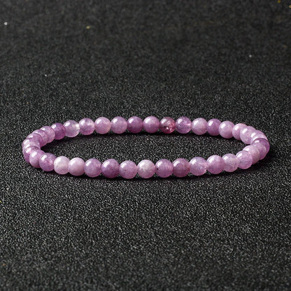 4mm Natural Stone Agate & Lava Stretch Bracelet – Handmade Tiny Bead Bangle for Men & Women