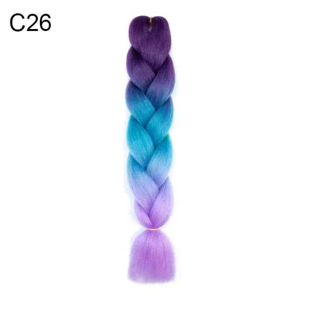 24 Inch Jumbo Braiding Hair - Rainbow Ombre Synthetic Extensions - Shello's Creative Boutique