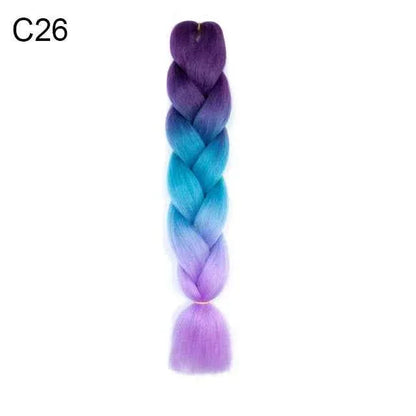 24 Inch Jumbo Braiding Hair - Rainbow Ombre Synthetic Extensions - Shello's Creative Boutique