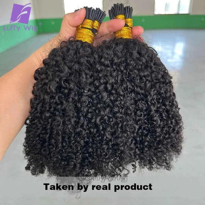 Afro Kinky Curly I Tip Hair Extensions - Microlink Double Drawn Full Thick Ends - Shello's Creative Boutique