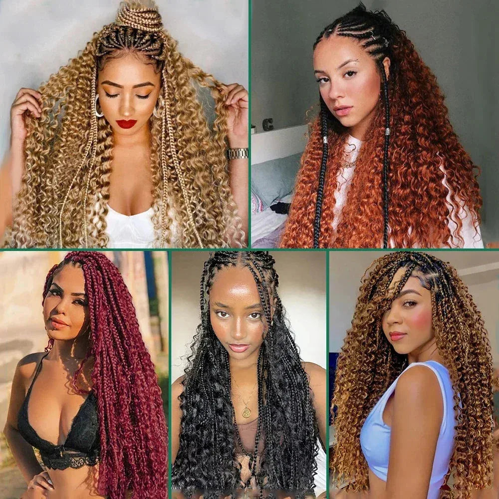 Blonde Highlight Bulk Braiding Hair - Deep Wave Curly Human Hair 100g for Boho Braids - Shello's Creative Boutique