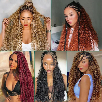 Blonde Highlight Bulk Braiding Hair - Deep Wave Curly Human Hair 100g for Boho Braids - Shello's Creative Boutique
