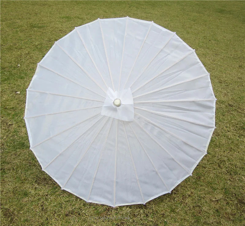 70cm Chinese Fabric Parasol — Traditional Bamboo Dance Umbrella for Weddings & Props