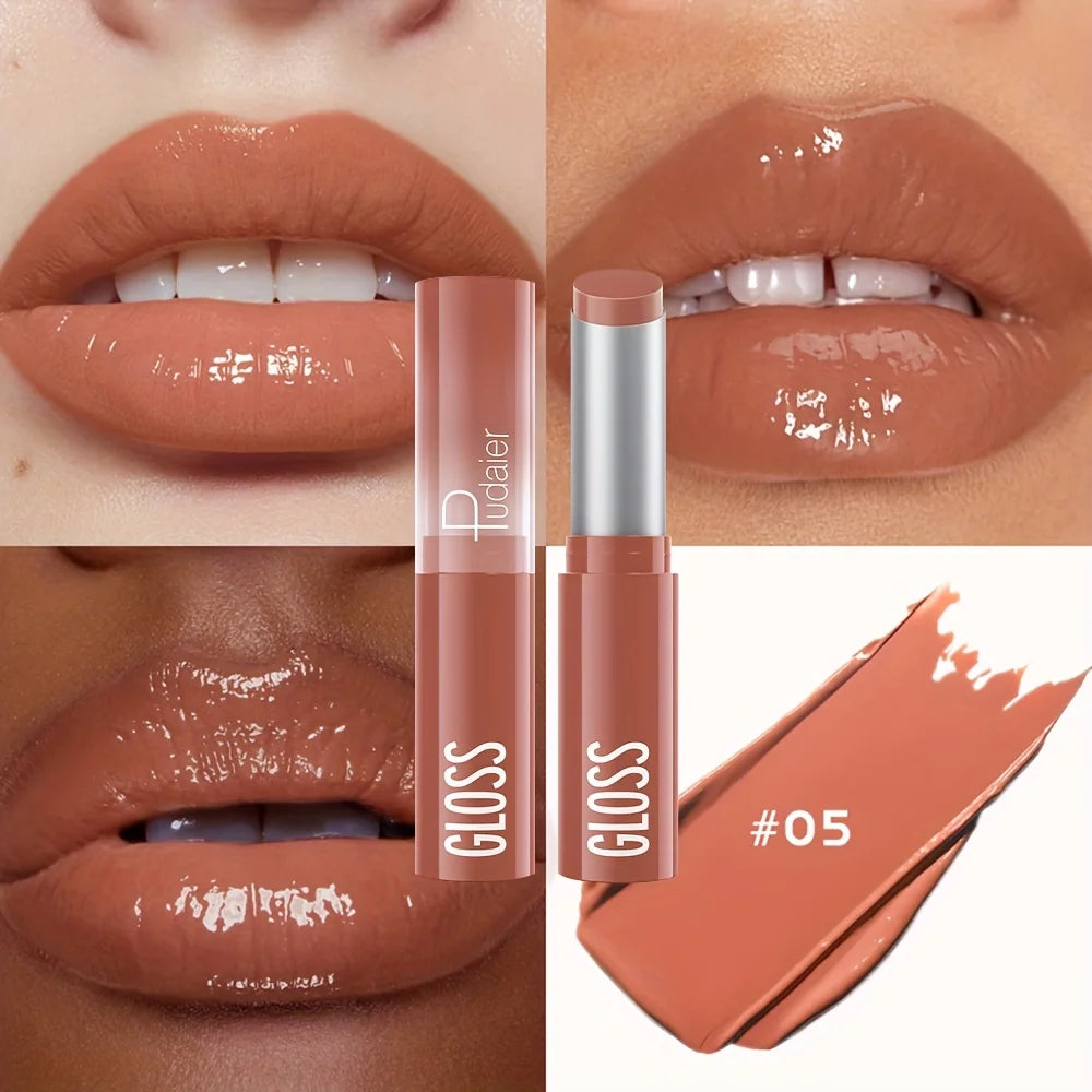 Glass Shine Lip Glaze, Mirror Finish Lipstick, Waterproof, Long Lasting, Non-Transfer, Plumping, Nude Shades - Shello's Creative Boutique