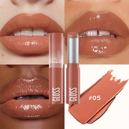 Glass Shine Lip Glaze, Mirror Finish Lipstick, Waterproof, Long Lasting, Non-Transfer, Plumping, Nude Shades - Shello's Creative Boutique