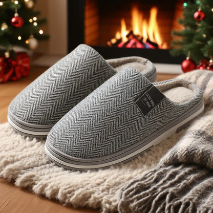 Men's Winter Warm Cotton Slippers - Couples Flats Non-Slip Indoor Slides (Large Size 40-51)