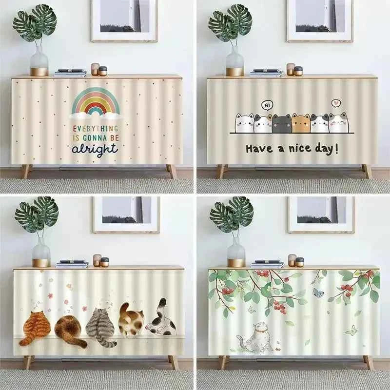 1PC Kitchen Cabinet Curtain Cover Dustproof Cupboard Wardrobe Short Curtains Washable Drapes Self-adhesive Half-Curtain Cortinas