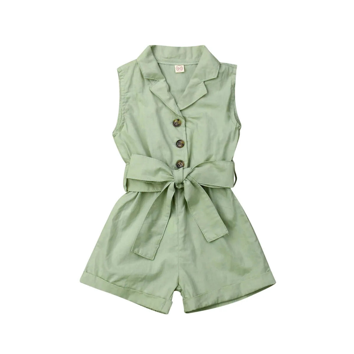Pudcoco Summer Bow-Tie Romper Set – Baby Girls’ Sleeveless Playsuit Outfit with Turn-Down Collar Shello's Creative Boutique