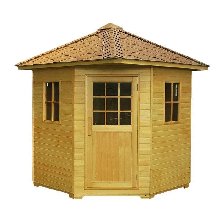 4-Person Canadian Hemlock Outdoor Infrared Sauna Cabin – Far Infrared with Computer Control Panel