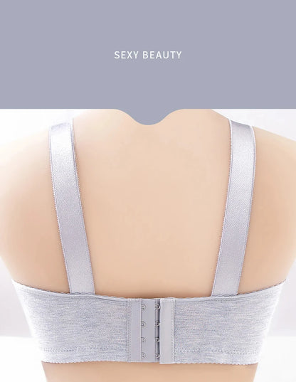 Comfortable Non-Slip Push-Up Sports Bra for Women – Seamless Wire-Free Lingerie with Wide Shoulder Straps & Chest Pad (Sizes 36–100BC)