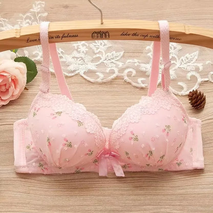 Wokeayer Vintage Plaid Push-Up Bra & Panty Set – Seamless Wire-Free Lingerie for Women, Sexy Fitness Underwear (Sizes 70A–80B)