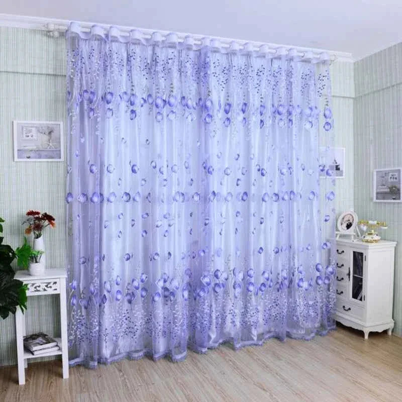 Beeinch Floral Tulle Curtains - Modern Sheer Window Panels for Living Room & Bedroom - Shello's Creative Boutique