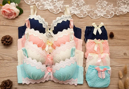 Wokeayer Vintage Plaid Push-Up Bra & Panty Set – Seamless Wire-Free Lingerie for Women, Sexy Fitness Underwear (Sizes 70A–80B)