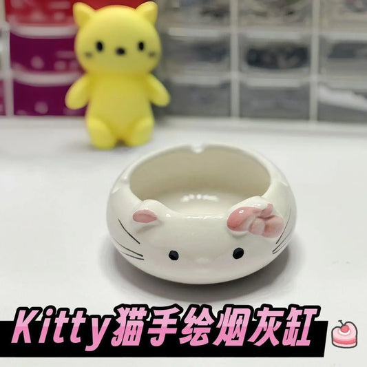 Kawaii Cartoon Character Glass Ashtray – Cute Home Décor Ash Holder Desktop Gift