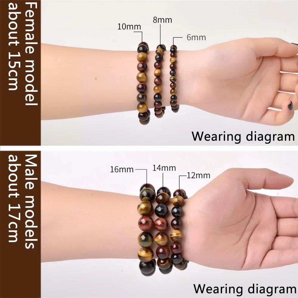 Tiger Eye Crystal Bead Bracelet – Natural Stone Healing Jewellery for Men & Women