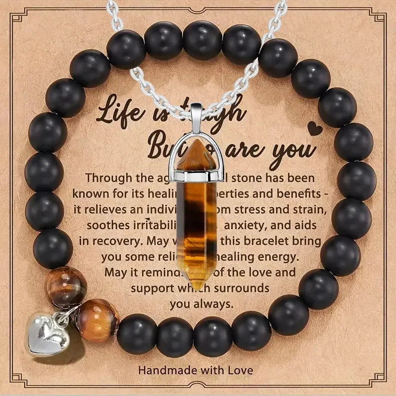 Amethyst & Purple Agate Bracelet and Necklace Gift Set – Stress Relief Jewellery