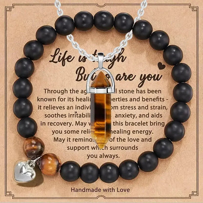 Amethyst & Purple Agate Bracelet and Necklace Gift Set – Stress Relief Jewellery