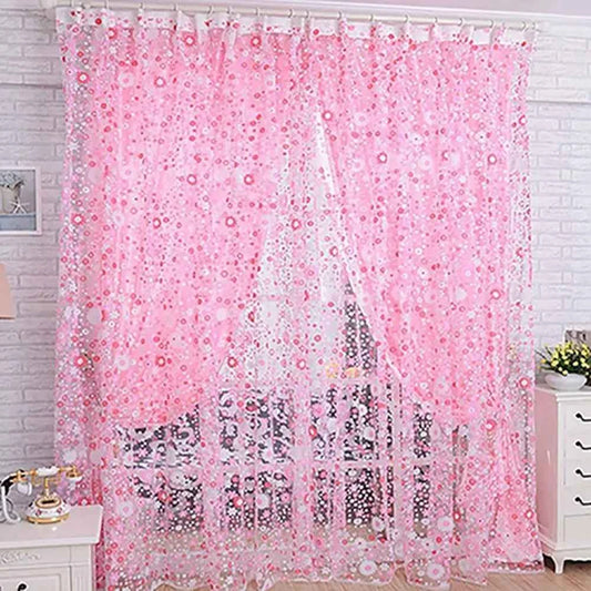 100cm x 200cm Window Curtain Floral Pattern Summer Transparent Window Screening Door Curtains Room Decor Drape Panel Sheer