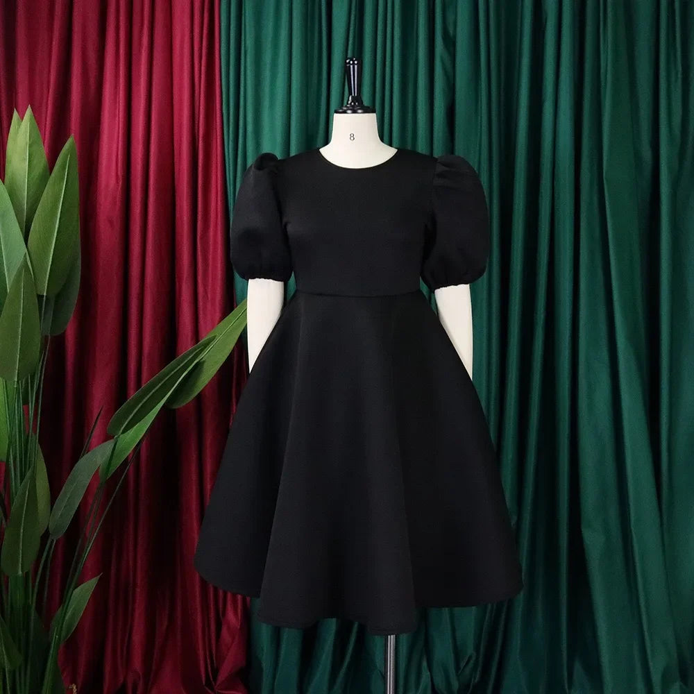 Elegant Pleated A-Line Dress - High Waist Mid-Calf Dress - Shello's Creative Boutique