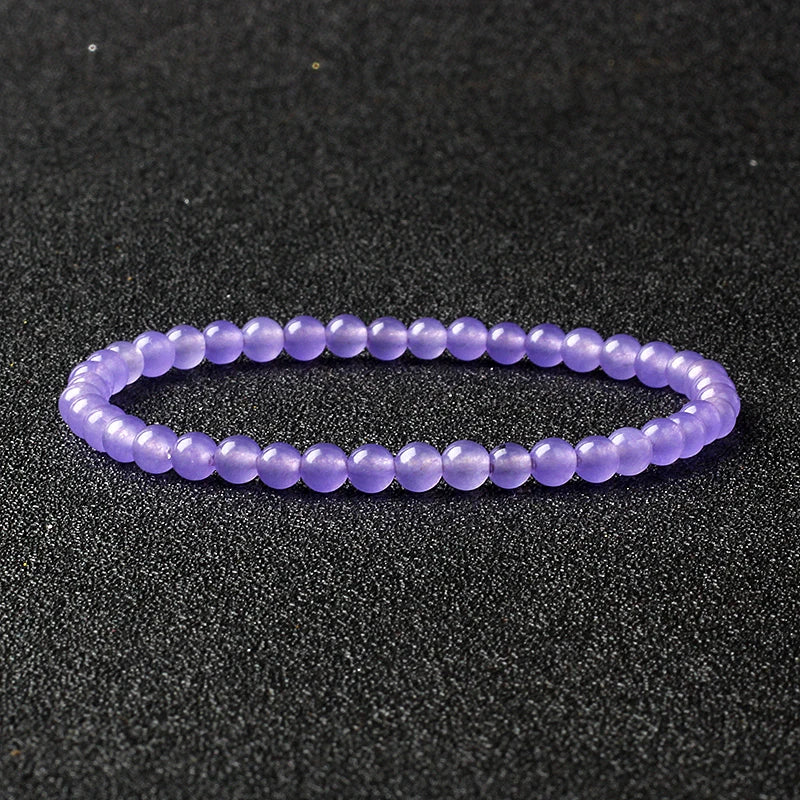 4mm Natural Stone Agate & Lava Stretch Bracelet – Handmade Tiny Bead Bangle for Men & Women