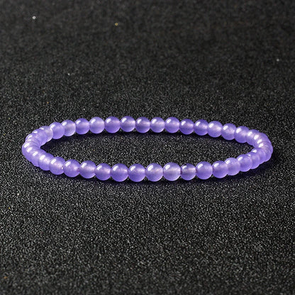 4mm Natural Stone Agate & Lava Stretch Bracelet – Handmade Tiny Bead Bangle for Men & Women