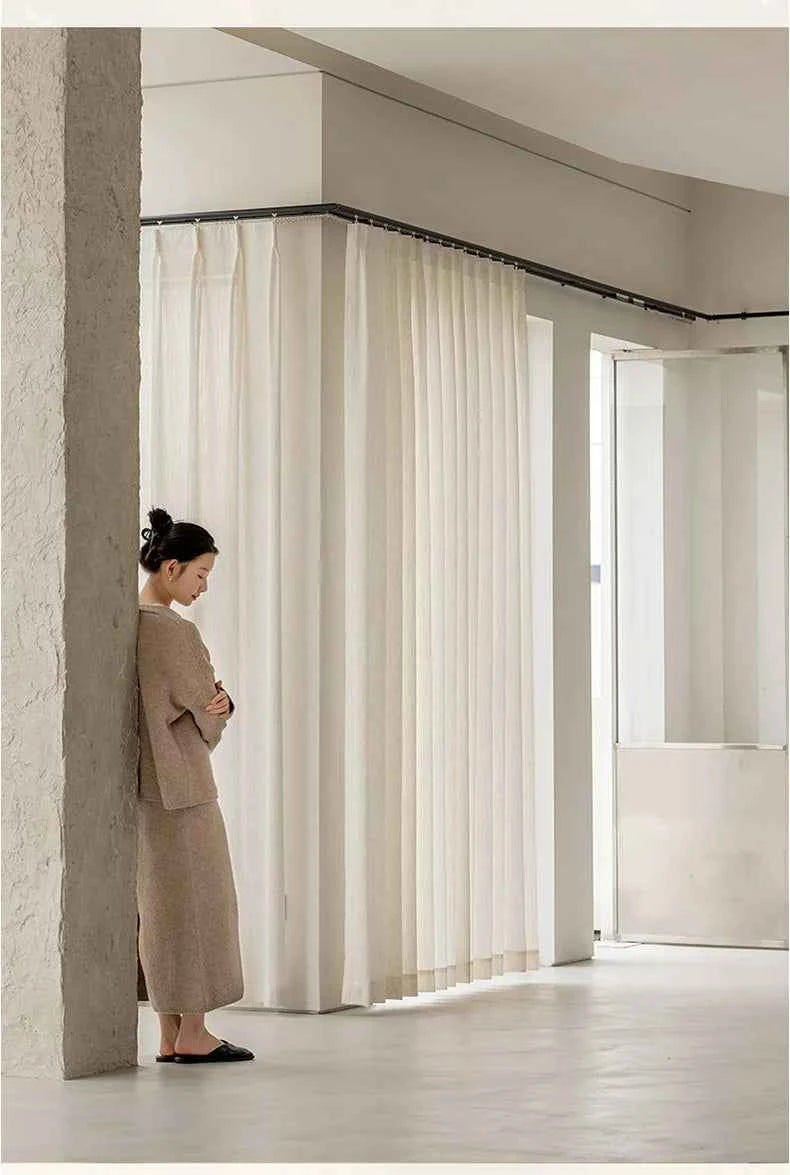 Luxurious Textured Thick Tulle Curtains - Insulated Sheer Drapes for Living Room & Bedroom