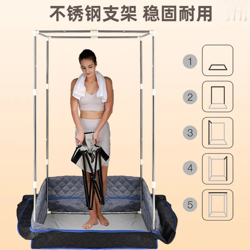 Foldable Full Body Steam Sauna Box – Home Sweat Steam Room with Fumigation Therapy