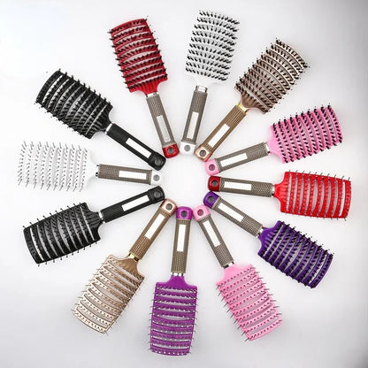 Detangling Hair Brush - Bristle & Nylon Scalp Massage Comb for Wet Curly Hair