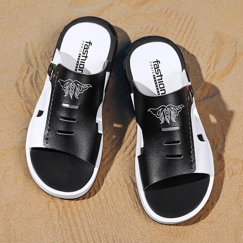 Men's Casual Summer Sandals – Black & Orange