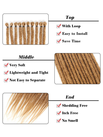 24" Straight Dreadlock Clip-In Extensions - 10 Strands Synthetic Hair - Shello's Creative Boutique