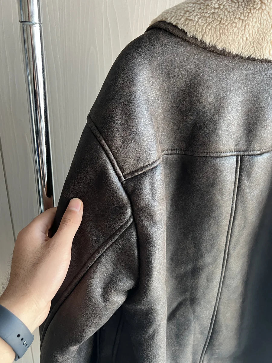 Women's Oversized Winter Jacket - Double-Sided Collar Warm Long Sleeve Coat