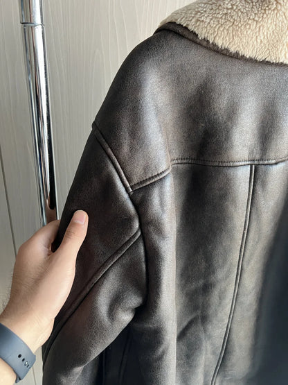 Women's Oversized Winter Jacket - Double-Sided Collar Warm Long Sleeve Coat