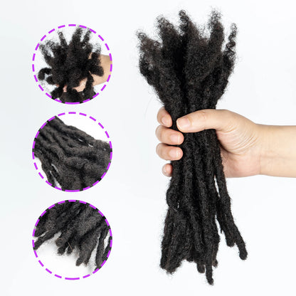 Loc Extension Human Hair 0.6cm Width 8inch 50 Strands Handmade Dreadlock Inter Extension Human Hair for Women/Men/Kids - Shello's Creative Boutique
