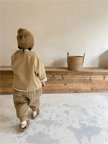 Winter Cotton-Padded Kids Harem Trousers – Unisex Full-Length Thermal Pants (Ages 2–7) - Shello's Creative Boutique