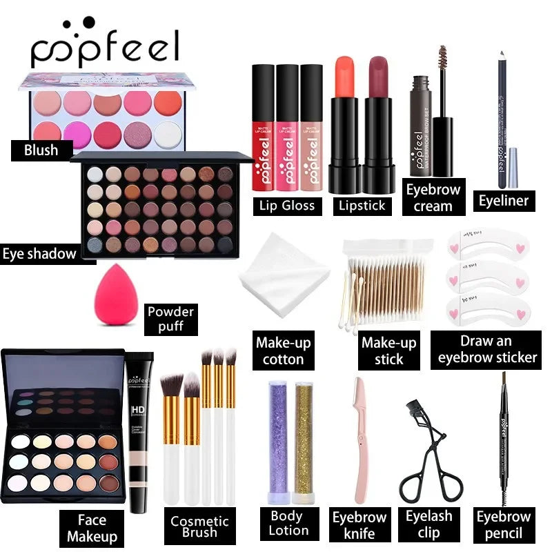 Professional Makeup Set Full Makeup Kit Eye Shadow Blush Foundation Face Powder Makeup Case Korean Cosmetic Christmas Gifts - Shello's Creative Boutique