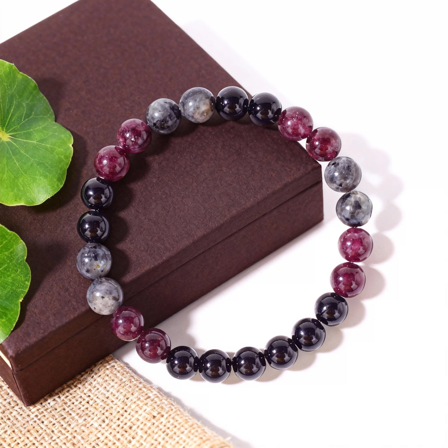 Luxury Garnet Natural Stone Protection Bracelet – Red & Black Beaded Bangle