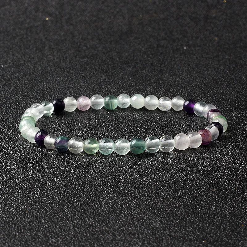 4mm Natural Stone Agate & Lava Stretch Bracelet – Handmade Tiny Bead Bangle for Men & Women
