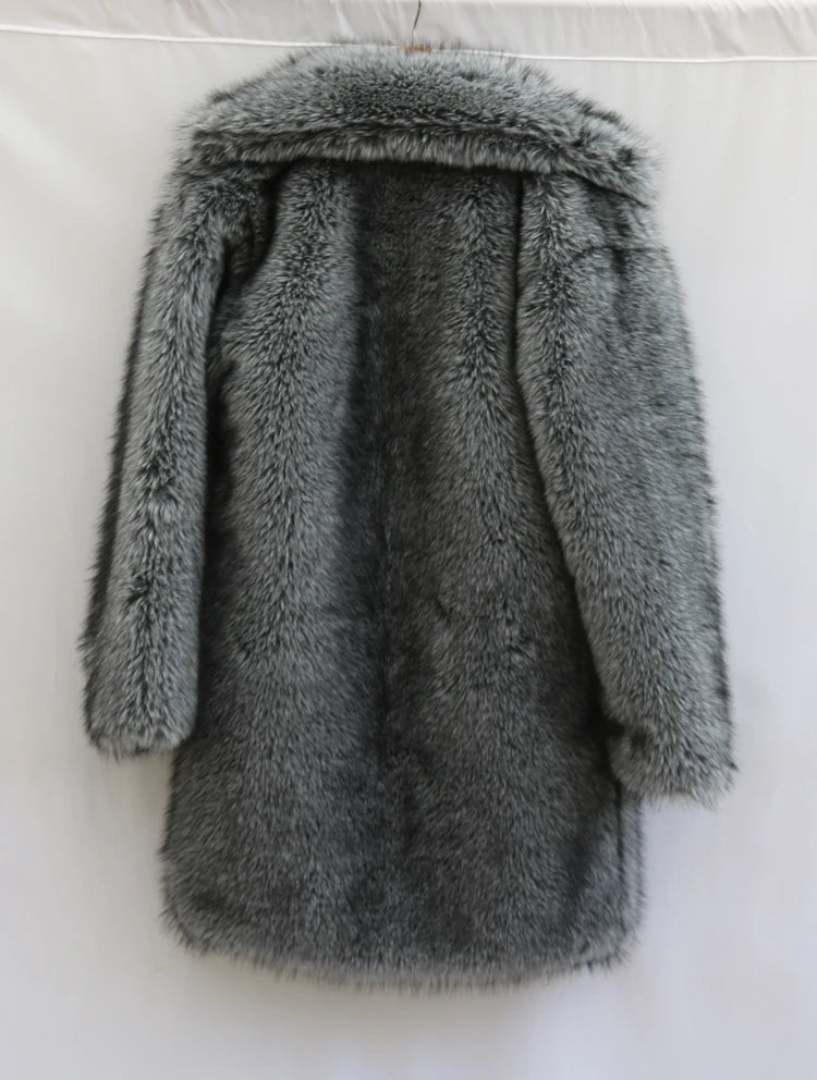 Men's Faux Fur Long Coat - Winter Trench Coat Plus Size