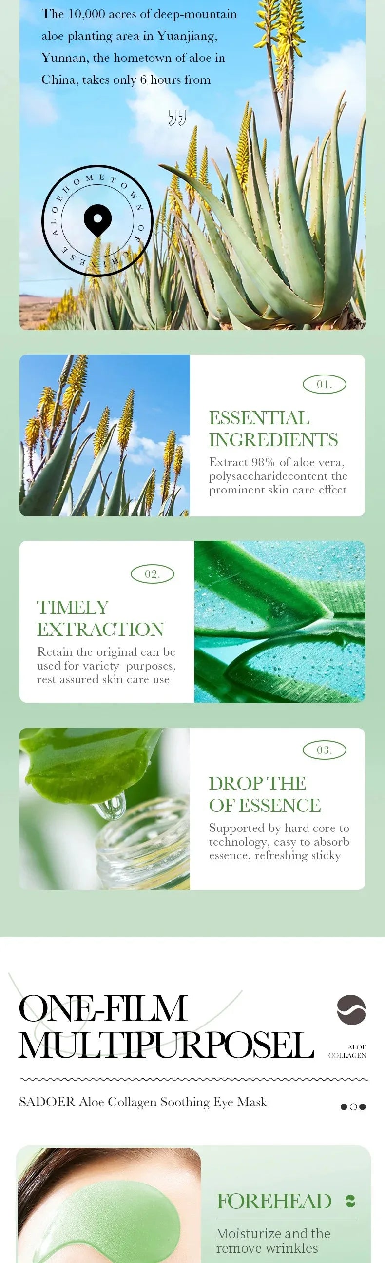 60pcs Aloe Vera Collagen Eye Mask Anti Dark Circles Eyes Bags Moisturizing Anti-Wrinkles Eye Patches Eyes Skin Care Products - Shello's Creative Boutique