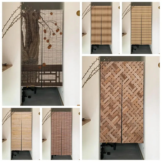 Country Style Linen Door Curtain – Straw Mat Texture Partition - Shello's Creative Boutique